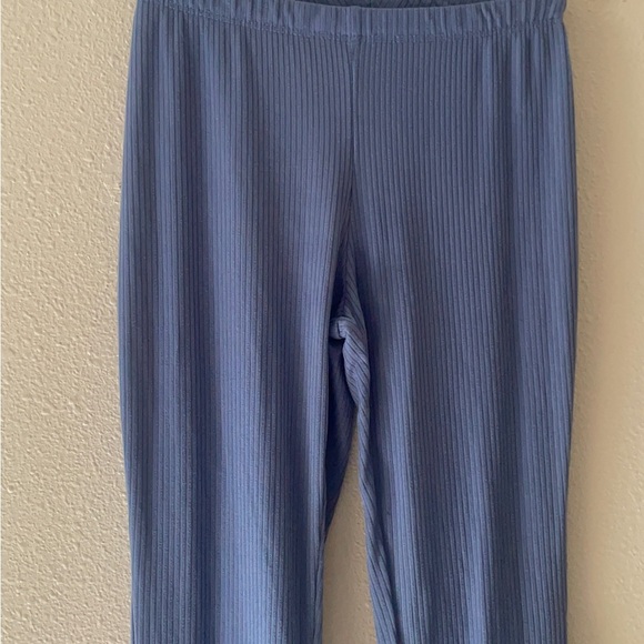 Blue Relaxed Fit ribbed flare Leggings - Picture 5 of 8